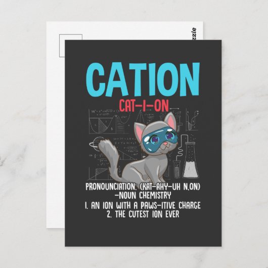 Carte Postale Funny Chimie Scientifique Cation Élément Amoureux (Devant / Derrière)