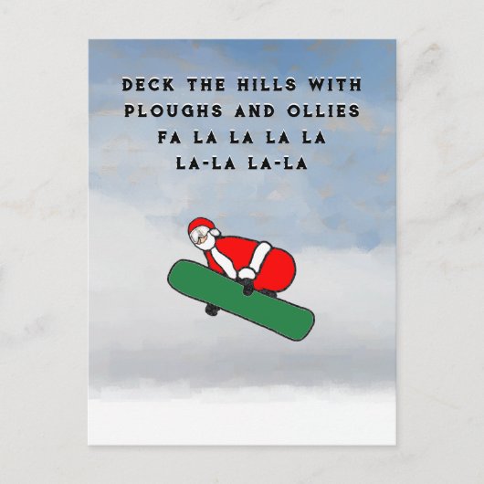Carte postale Funny Christmas Snowboard (Devant)