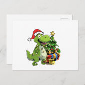 Carte Postale Funny Christmas T Rex, Xmas Dinosaur (Devant / Derrière)
