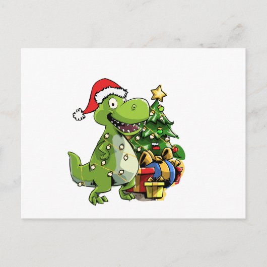 Carte Postale Funny Christmas T Rex, Xmas Dinosaur (Devant)