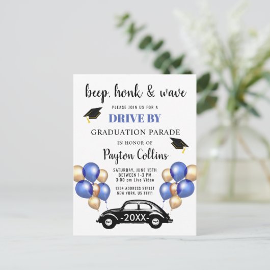 Carte Postale Funny Class of 2024 DRIVE BY Graduation Party (Debout devant)