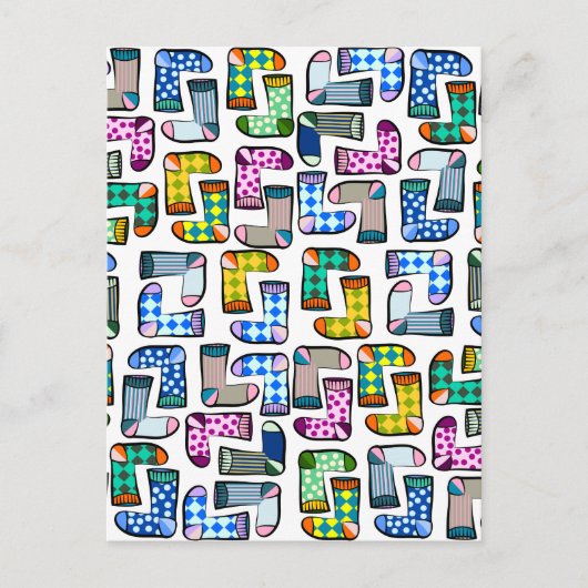 Carte Postale Funny coloré motif chaussette (Devant)