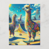 Carte Postale Funny Colorée Skateboard Alpaca (Devant)
