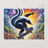 Carte Postale Funny Colorful Skunk Skateboard (Devant)