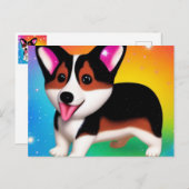 Carte Postale Funny Corgi Puppy Dog (Devant / Derrière)