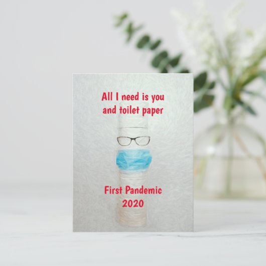 Carte Postale Funny Covid First Pandemic 2020 Toilet Paper (Debout devant)