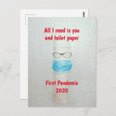 Carte Postale Funny Covid First Pandemic 2020 Toilet Paper (Devant / Derrière)
