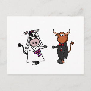 Carte Postale Funny Cow and Bull Mariage
