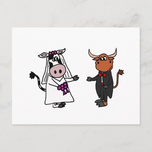 Carte Postale Funny Cow and Bull Mariage (Devant)