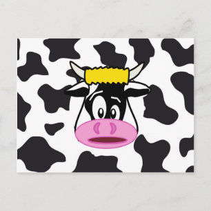 Carte Postale Funny Crazy Cow Bull on Dairy Cow Print Pattern