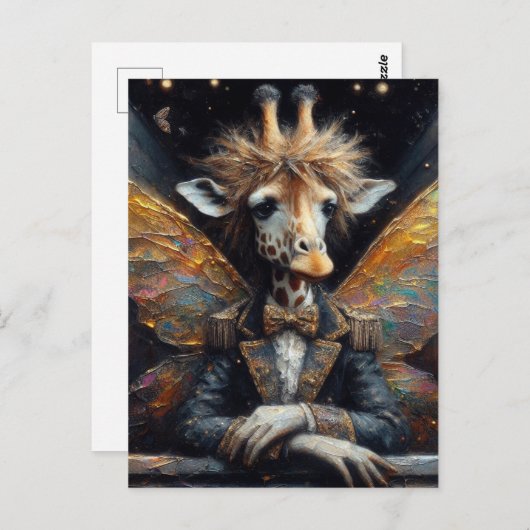 Carte Postale Funny Cute Giraffe Fée (Devant / Derrière)