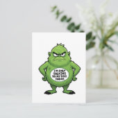 Carte Postale Funny Dog Lover Quote Grumpy Green Character (Debout devant)