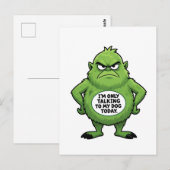 Carte Postale Funny Dog Lover Quote Grumpy Green Character (Devant / Derrière)