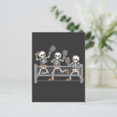 Carte Postale Funny Éffrayant Trois Squelette jouer Pickleball c (Debout devant)