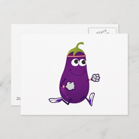 Carte Postale Funny Eggplant Runner (Devant / Derrière)