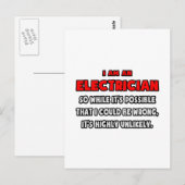 Carte Postale Funny Electricien .. Très improbable (Devant / Derrière)
