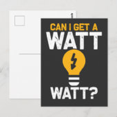 Carte Postale Funny Electricien Watt Pun ingénierie électrique (Devant / Derrière)