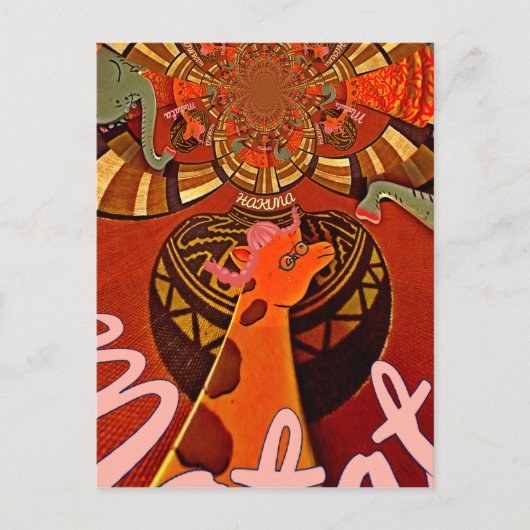 Carte Postale Funny Elegant Giraffe Accessoré Style Africain (Devant)