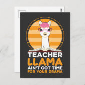 Carte Postale Funny Enseignant de l'école Llama pas de temps pou (Devant / Derrière)