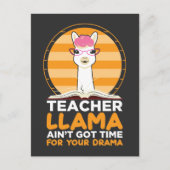 Carte Postale Funny Enseignant de l'école Llama pas de temps pou (Devant)