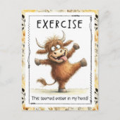 Carte Postale Funny Exercise Highland Cow Postcard (Devant)