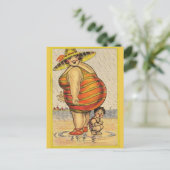 Carte Postale Funny Fat Lady sur la plage (Debout devant)