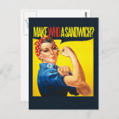 Carte Postale Funny Feminist Rosie Riveter humour (Devant / Derrière)