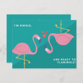 Carte Postale Funny Flamant rose bleu vert (Devant / Derrière)