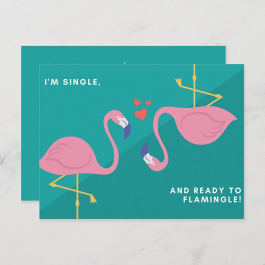 Carte Postale Funny Flamant rose bleu vert (Devant / Derrière)