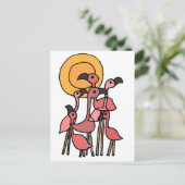 Carte Postale Funny Flamant rose rose (Debout devant)