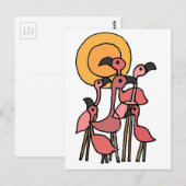 Carte Postale Funny Flamant rose rose (Devant / Derrière)