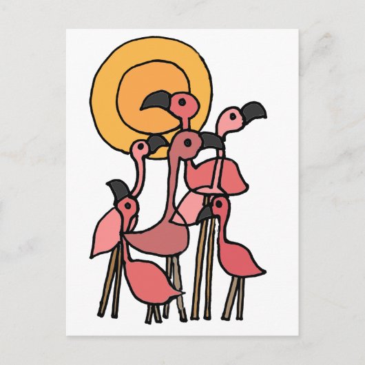 Carte Postale Funny Flamant rose rose (Devant)