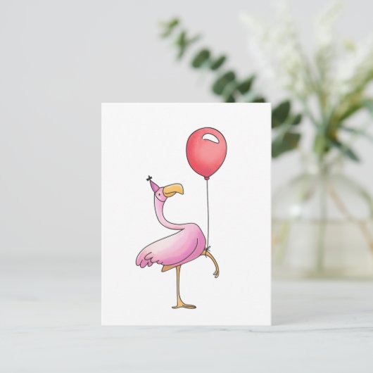 Carte Postale Funny Flamingo Happy Birthday – Cute Pink Bird (Debout devant)