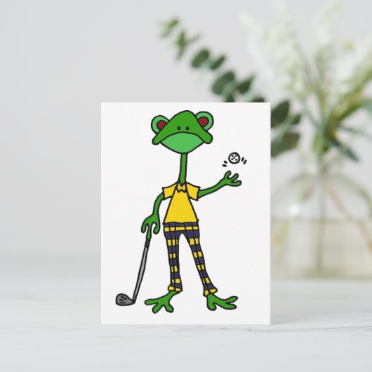 Carte Postale Funny Frog Golf Art (Debout devant)