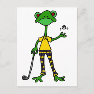 Carte Postale Funny Frog Golf Art