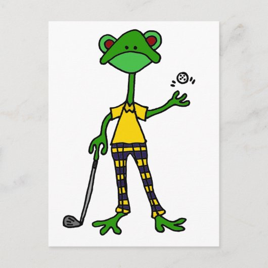 Carte Postale Funny Frog Golf Art (Devant)