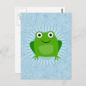 Carte Postale Funny Frog - Grenouille Mignonne Sur Fond Bleu (Devant / Derrière)