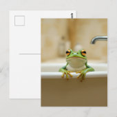 Carte Postale Funny frog in bath nursery art (Devant / Derrière)
