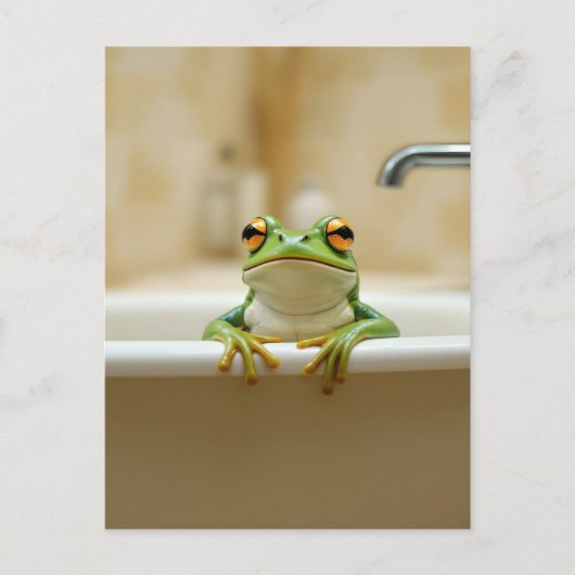 Carte Postale Funny frog in bath nursery art (Devant)