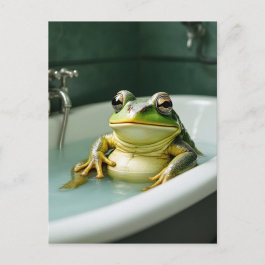 Carte Postale Funny frog in bath nursery art (Devant)