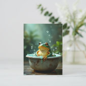 Carte Postale Funny frog in bath nursery art (Debout devant)
