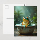 Carte Postale Funny frog in bath nursery art (Devant / Derrière)
