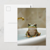 Carte Postale Funny frog in bath nursery art (Devant / Derrière)