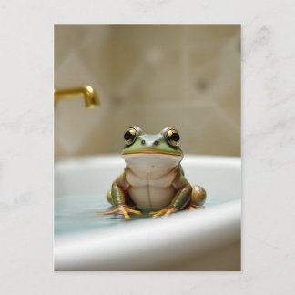 Carte Postale Funny frog in bath nursery art