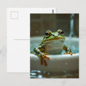 Carte Postale Funny frog in bath nursery art (Devant / Derrière)