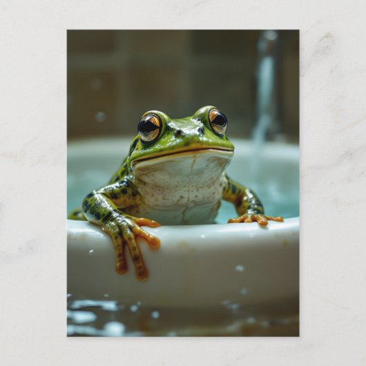 Carte Postale Funny frog in bath nursery art (Devant)