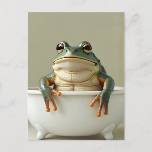 Carte Postale Funny frog in bath nursery art (Devant)
