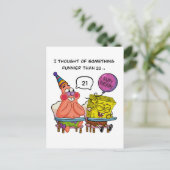 Carte Postale Funny "Funnier Than 20" Birthday with SpongeBb (Debout devant)