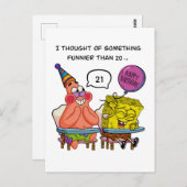 Carte Postale Funny "Funnier Than 20" Birthday with SpongeBb (Devant / Derrière)