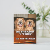 Carte Postale Funny Golden Retriever Alien Joke Mème (Debout devant)